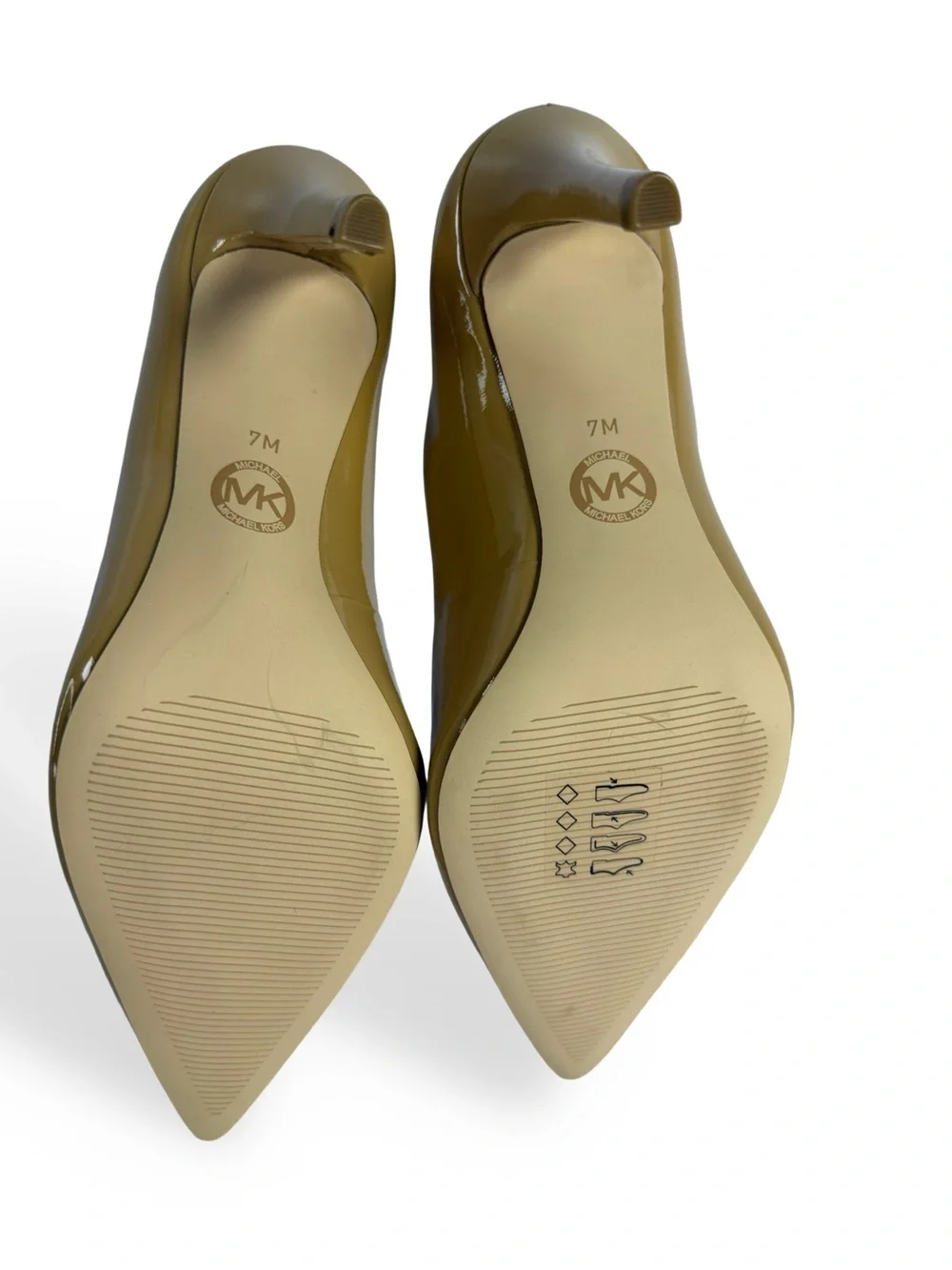 Michael Kors Women's Tan Patent Pointed-Toe Flats 7